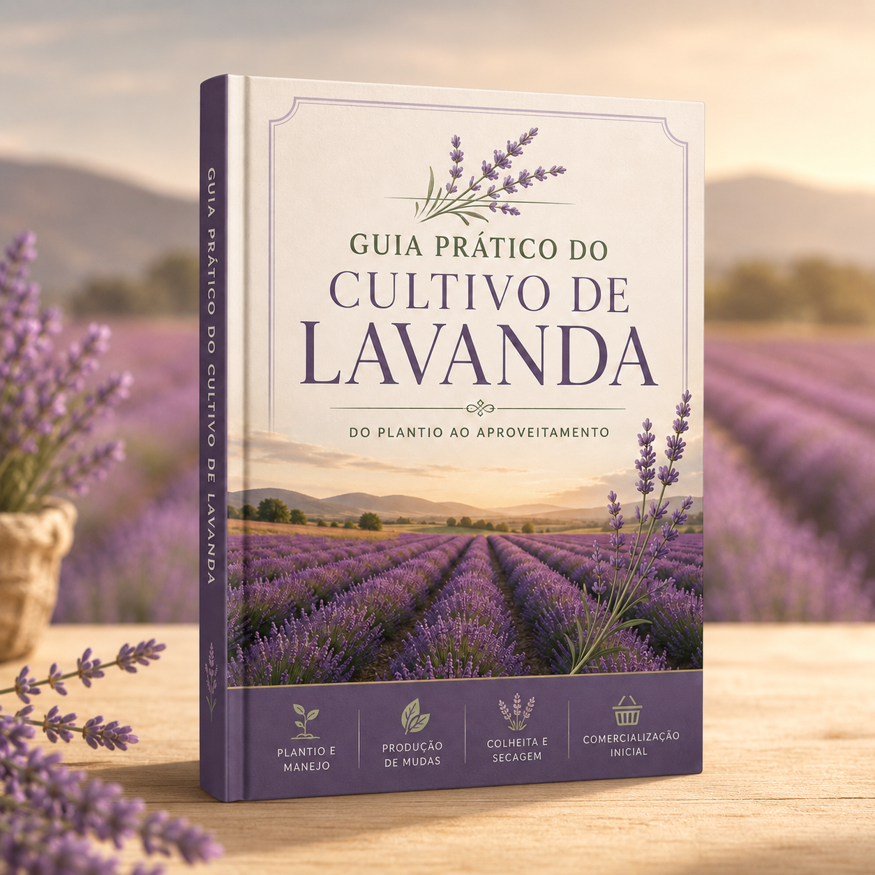 Mockup do Guia Prático do Cultivo de Lavanda